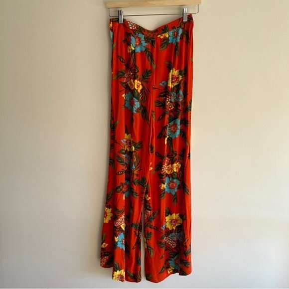 FREE People Blue Horizon floral orange pant - Picture 2 of 7